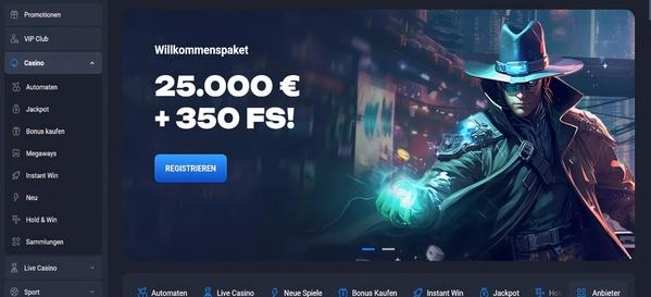 Lucky Hunter Casino desktop screenshot 1